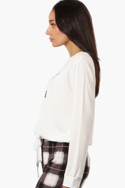 Canada Weather Gear Sleep Print Drawstring Pajama Top - White