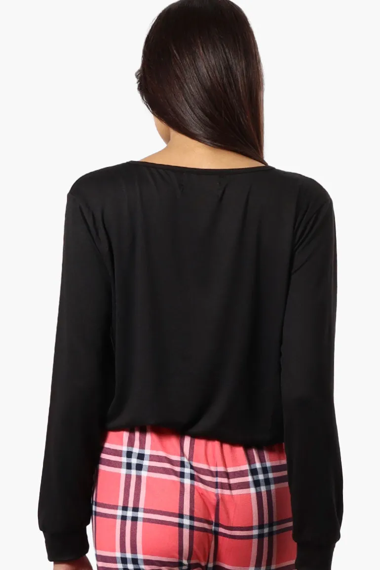 Canada Weather Gear Sleep Print Drawstring Pajama Top - Black