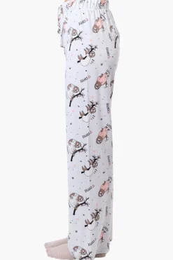 Canada Weather Gear Sloth Pattern Wide Leg Pajama Pants - Grey