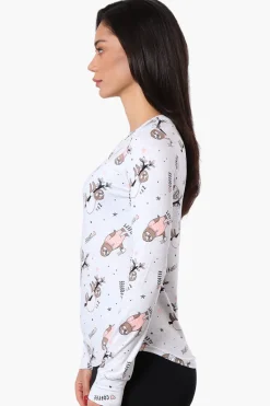 Canada Weather Gear Sloth Pattern Henley Pajama Top - Grey