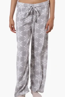 Canada Weather Gear Snowflake Pattern Wide Leg Pajama Pants - Grey