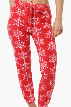 Canada Weather Gear Snowflake Pattern Fleece Pajama Bottoms - Red