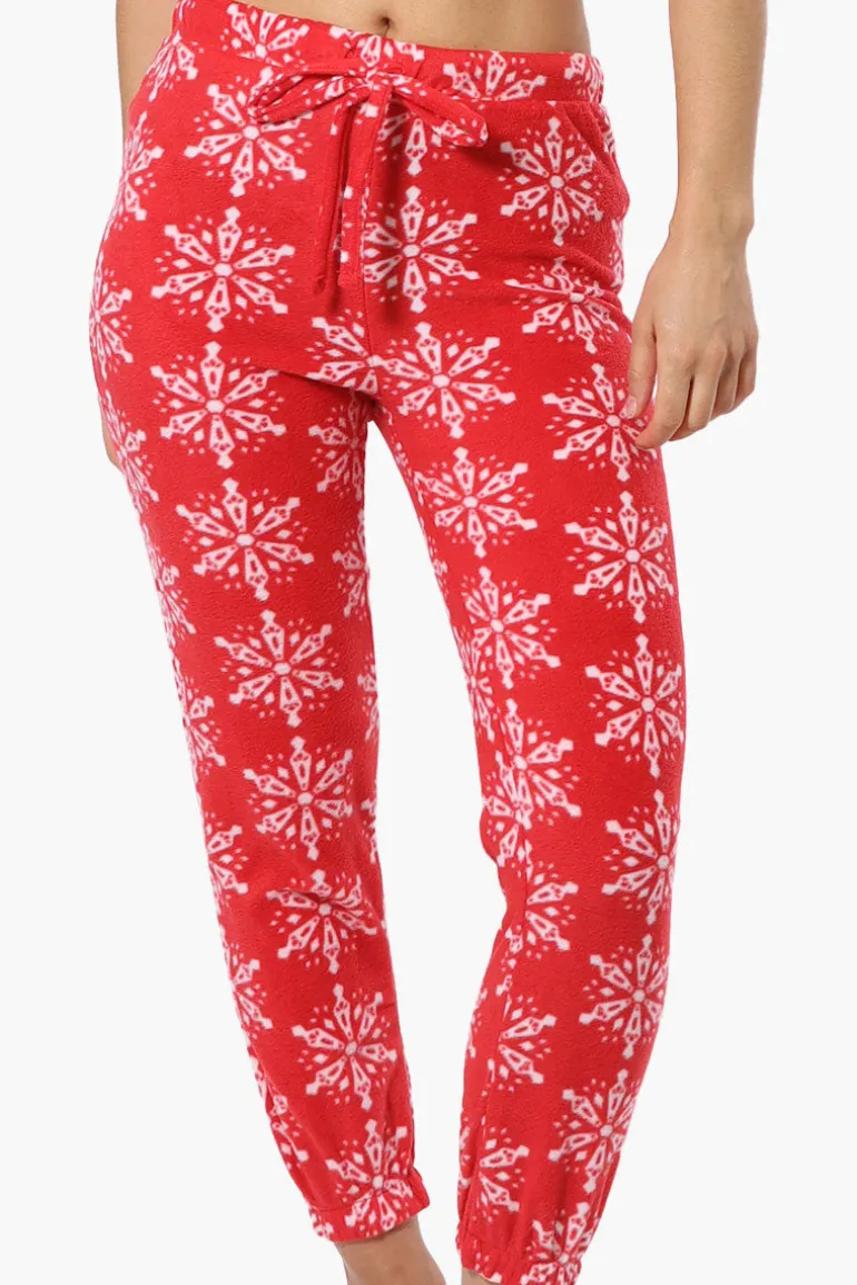 Canada Weather Gear Snowflake Pattern Fleece Pajama Bottoms - Red