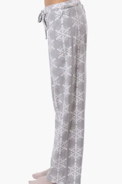 Canada Weather Gear Snowflake Pattern Wide Leg Pajama Pants - Grey