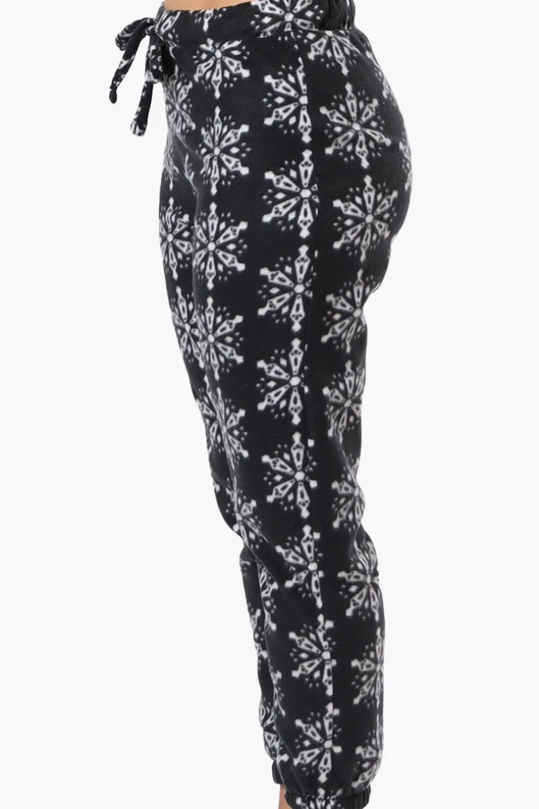 Canada Weather Gear Snowflake Pattern Fleece Pajama Bottoms - Black