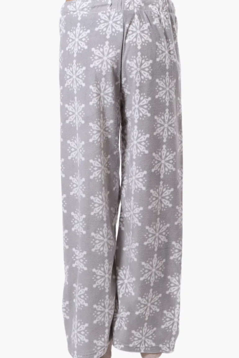 Canada Weather Gear Snowflake Pattern Wide Leg Pajama Pants - Grey