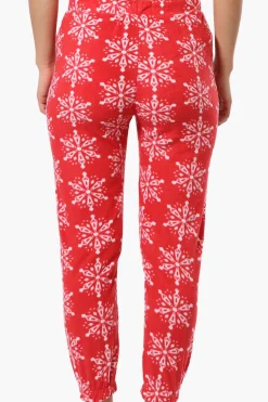 Canada Weather Gear Snowflake Pattern Fleece Pajama Bottoms - Red