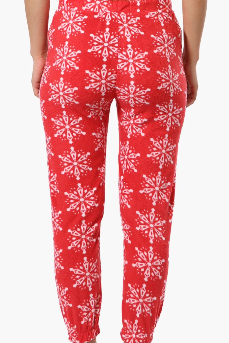 Canada Weather Gear Snowflake Pattern Fleece Pajama Bottoms - Red