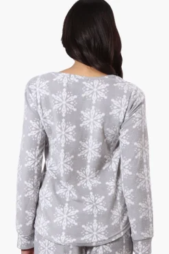 Canada Weather Gear Snowflake Pattern Pajama Top - Grey
