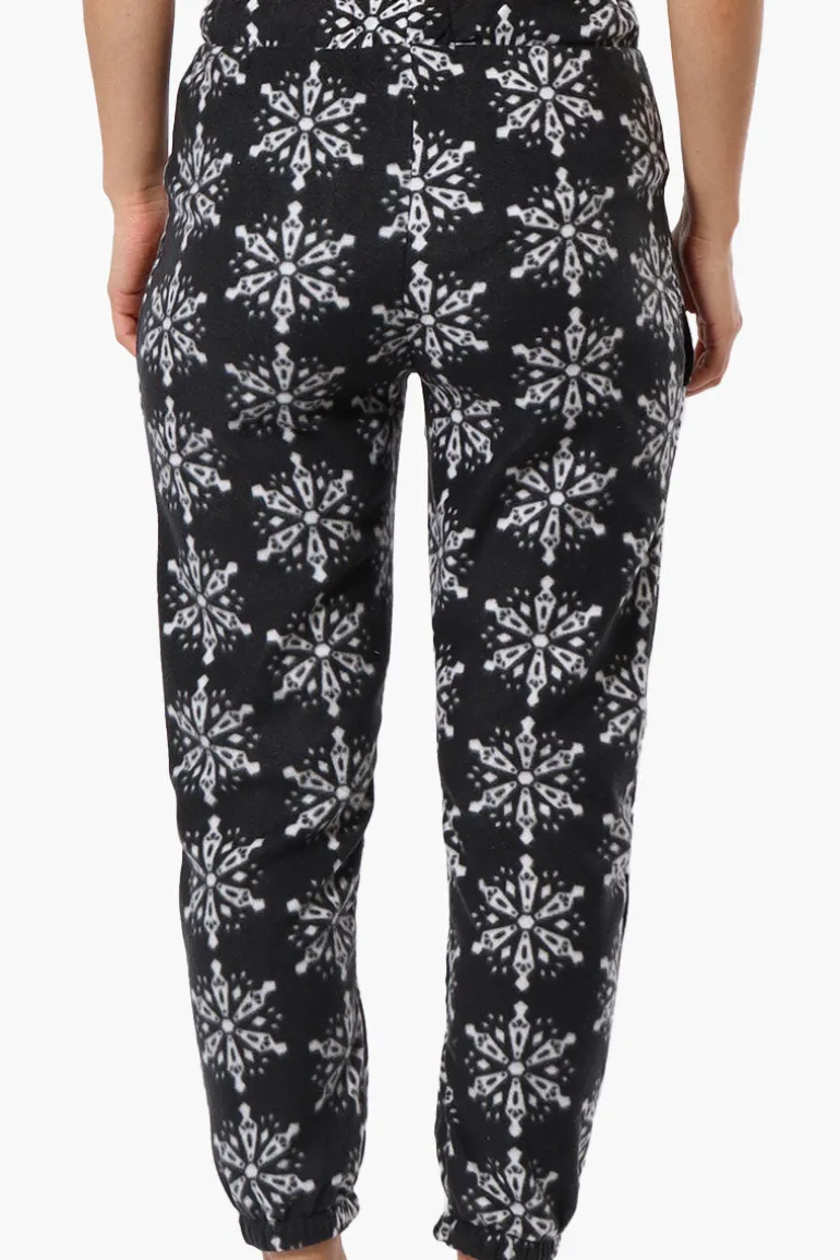 Canada Weather Gear Snowflake Pattern Fleece Pajama Bottoms - Black