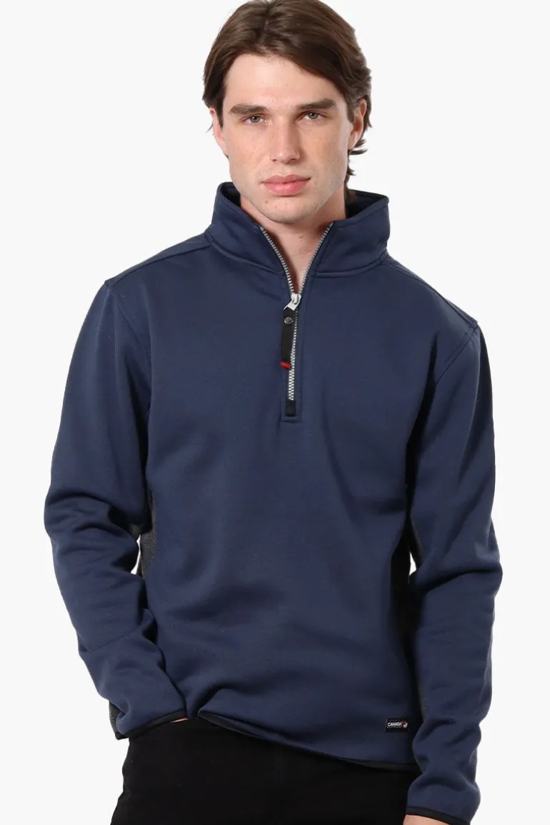 Canada Weather Gear Solid Half Zip Sweatshirt - Navy