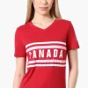 Canada Weather Gear Striped Chest Logo Print Tee - Red
