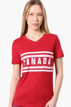 Canada Weather Gear Striped Chest Logo Print Tee - Red