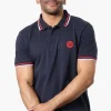 Canada Weather Gear Stripe Detail Short Sleeve Polo Shirt - Navy