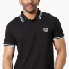 Canada Weather Gear Stripe Detail Short Sleeve Polo Shirt - Black