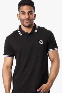 Canada Weather Gear Stripe Detail Short Sleeve Polo Shirt - Black