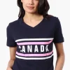 Canada Weather Gear Striped Chest Logo Print Tee - Navy