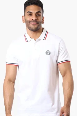 Canada Weather Gear Stripe Detail Short Sleeve Polo Shirt - White