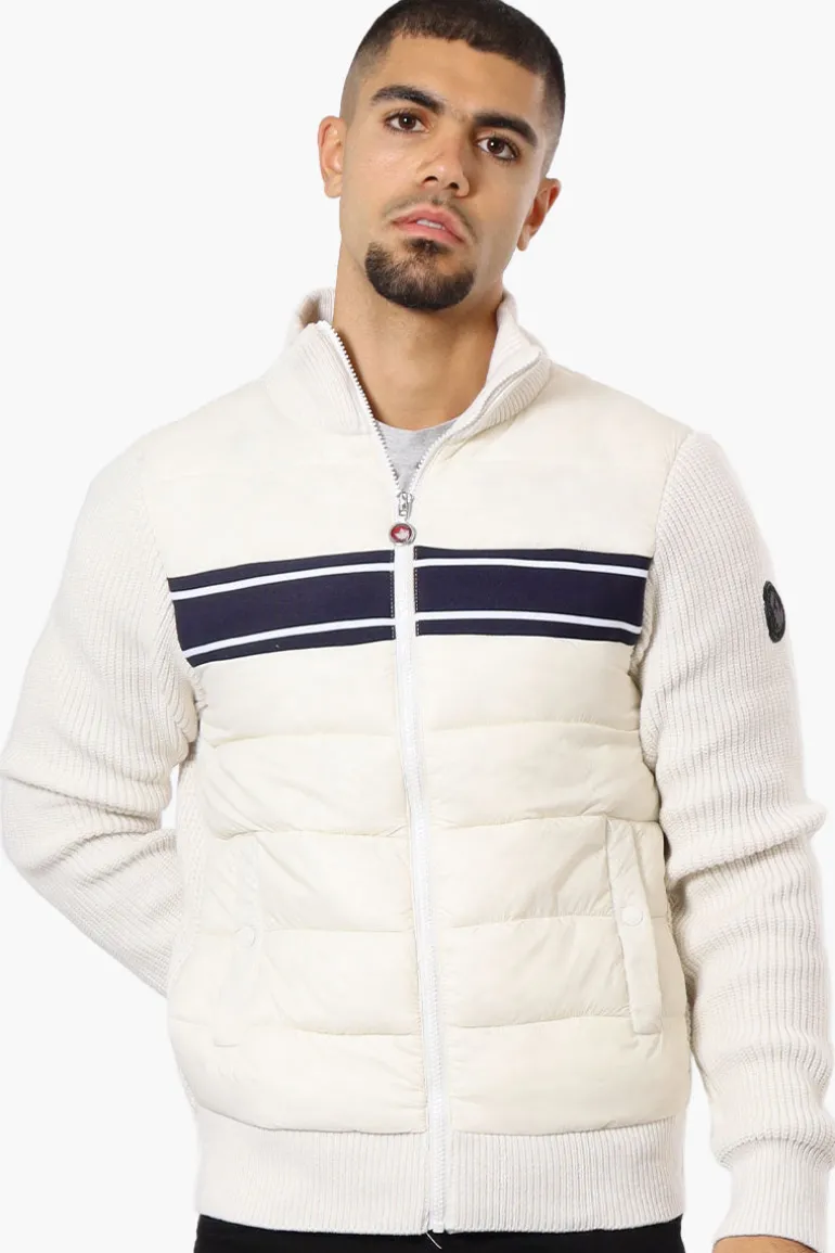 Canada Weather Gear Striped Sweater Knit Lightweight Jacket - White