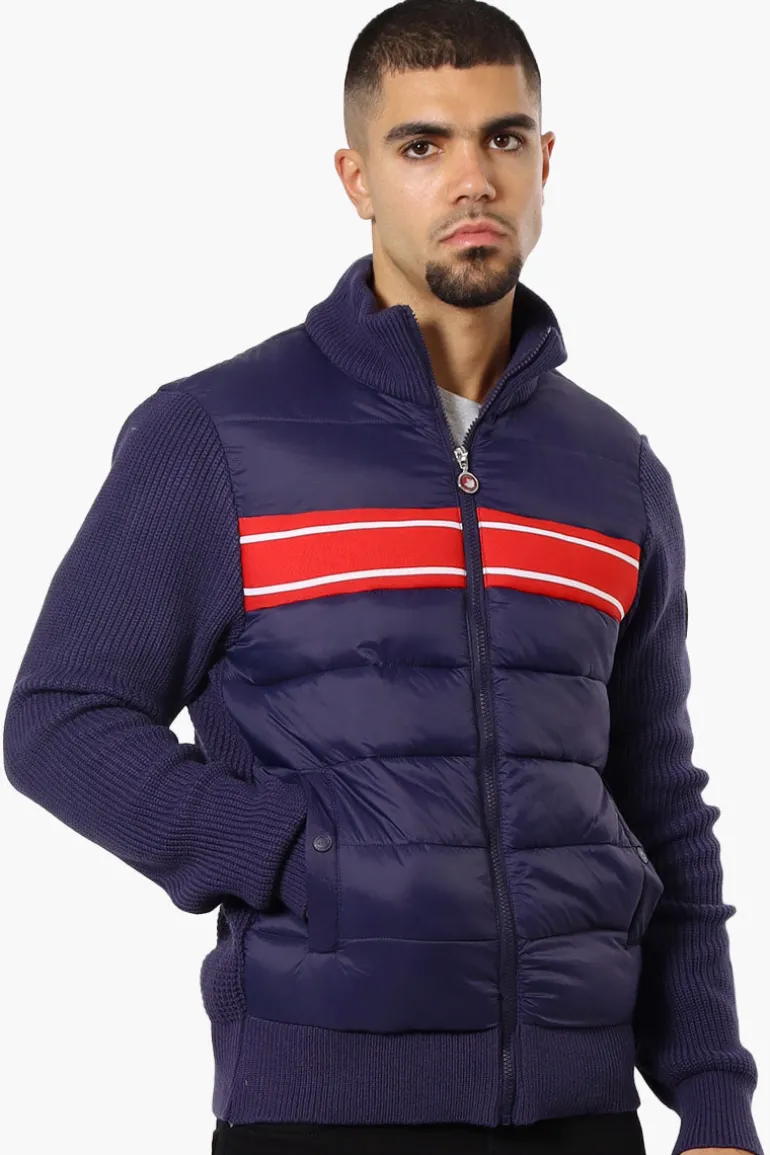Canada Weather Gear Striped Sweater Knit Lightweight Jacket - Navy