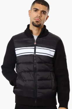 Canada Weather Gear Striped Sweater Knit Lightweight Jacket - Black