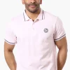 Canada Weather Gear Stripe Detail Short Sleeve Polo Shirt - Blush