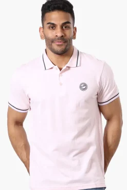 Canada Weather Gear Stripe Detail Short Sleeve Polo Shirt - Blush