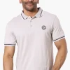 Canada Weather Gear Stripe Detail Short Sleeve Polo Shirt - Stone