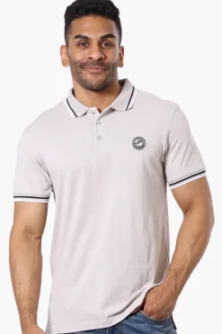 Canada Weather Gear Stripe Detail Short Sleeve Polo Shirt - Stone