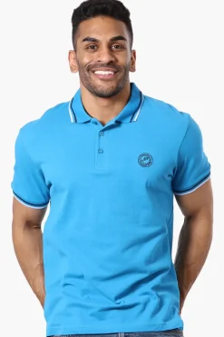 Canada Weather Gear Stripe Detail Short Sleeve Polo Shirt - Blue