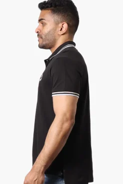 Canada Weather Gear Stripe Detail Short Sleeve Polo Shirt - Black