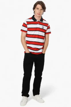 Canada Weather Gear Striped Button Up Polo Shirt - Red