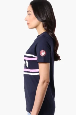 Canada Weather Gear Striped Chest Logo Print Tee - Navy