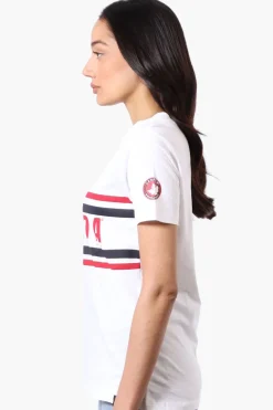 Canada Weather Gear Striped Chest Logo Print Tee - White