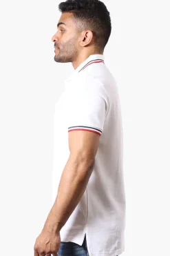 Canada Weather Gear Stripe Detail Short Sleeve Polo Shirt - White