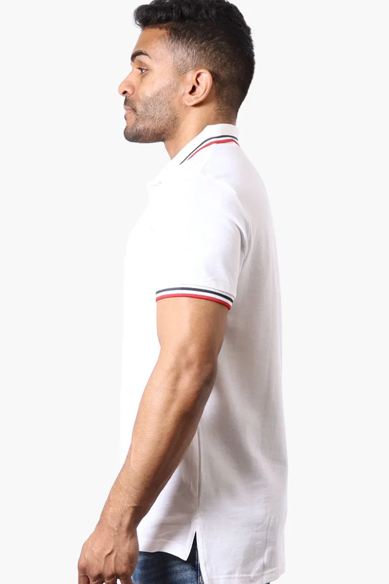 Canada Weather Gear Stripe Detail Short Sleeve Polo Shirt - White