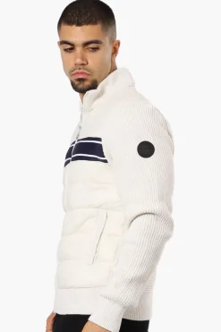 Canada Weather Gear Striped Sweater Knit Lightweight Jacket - White