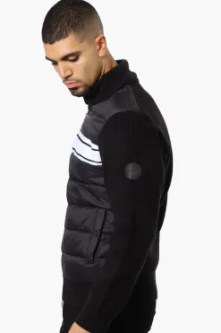 Canada Weather Gear Striped Sweater Knit Lightweight Jacket - Black