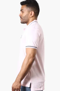 Canada Weather Gear Stripe Detail Short Sleeve Polo Shirt - Blush