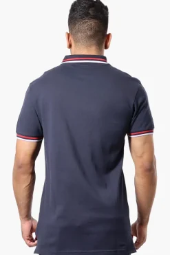 Canada Weather Gear Stripe Detail Short Sleeve Polo Shirt - Navy