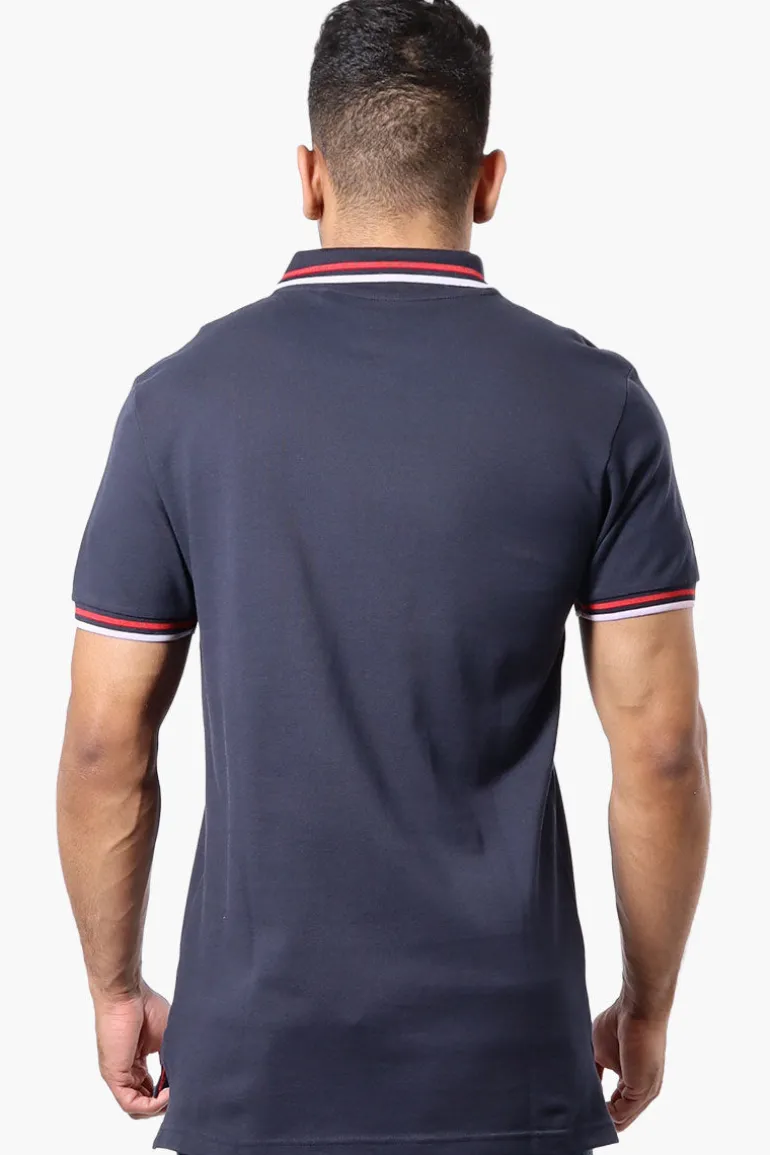 Canada Weather Gear Stripe Detail Short Sleeve Polo Shirt - Navy