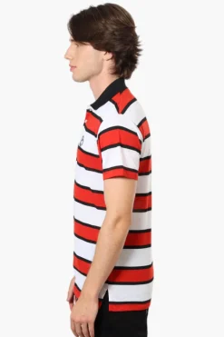 Canada Weather Gear Striped Button Up Polo Shirt - Red