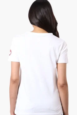 Canada Weather Gear Striped Chest Logo Print Tee - White