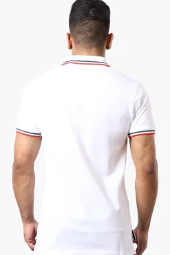 Canada Weather Gear Stripe Detail Short Sleeve Polo Shirt - White