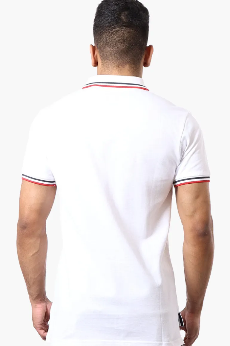 Canada Weather Gear Stripe Detail Short Sleeve Polo Shirt - White