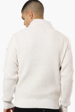 Canada Weather Gear Striped Sweater Knit Lightweight Jacket - White