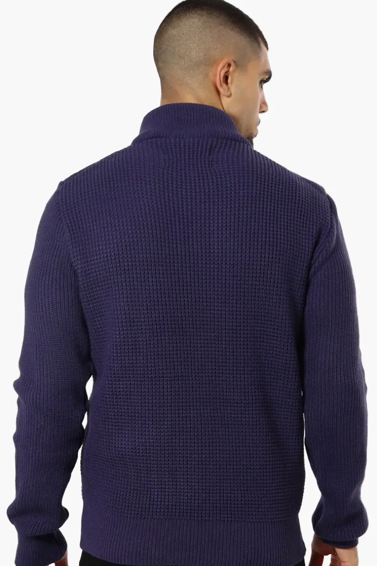 Canada Weather Gear Striped Sweater Knit Lightweight Jacket - Navy
