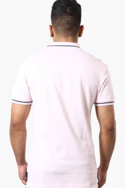 Canada Weather Gear Stripe Detail Short Sleeve Polo Shirt - Blush