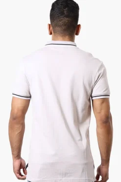 Canada Weather Gear Stripe Detail Short Sleeve Polo Shirt - Stone