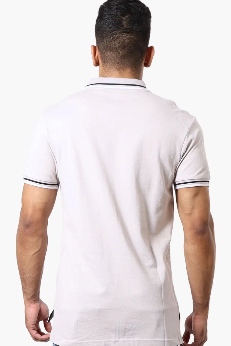 Canada Weather Gear Stripe Detail Short Sleeve Polo Shirt - Stone